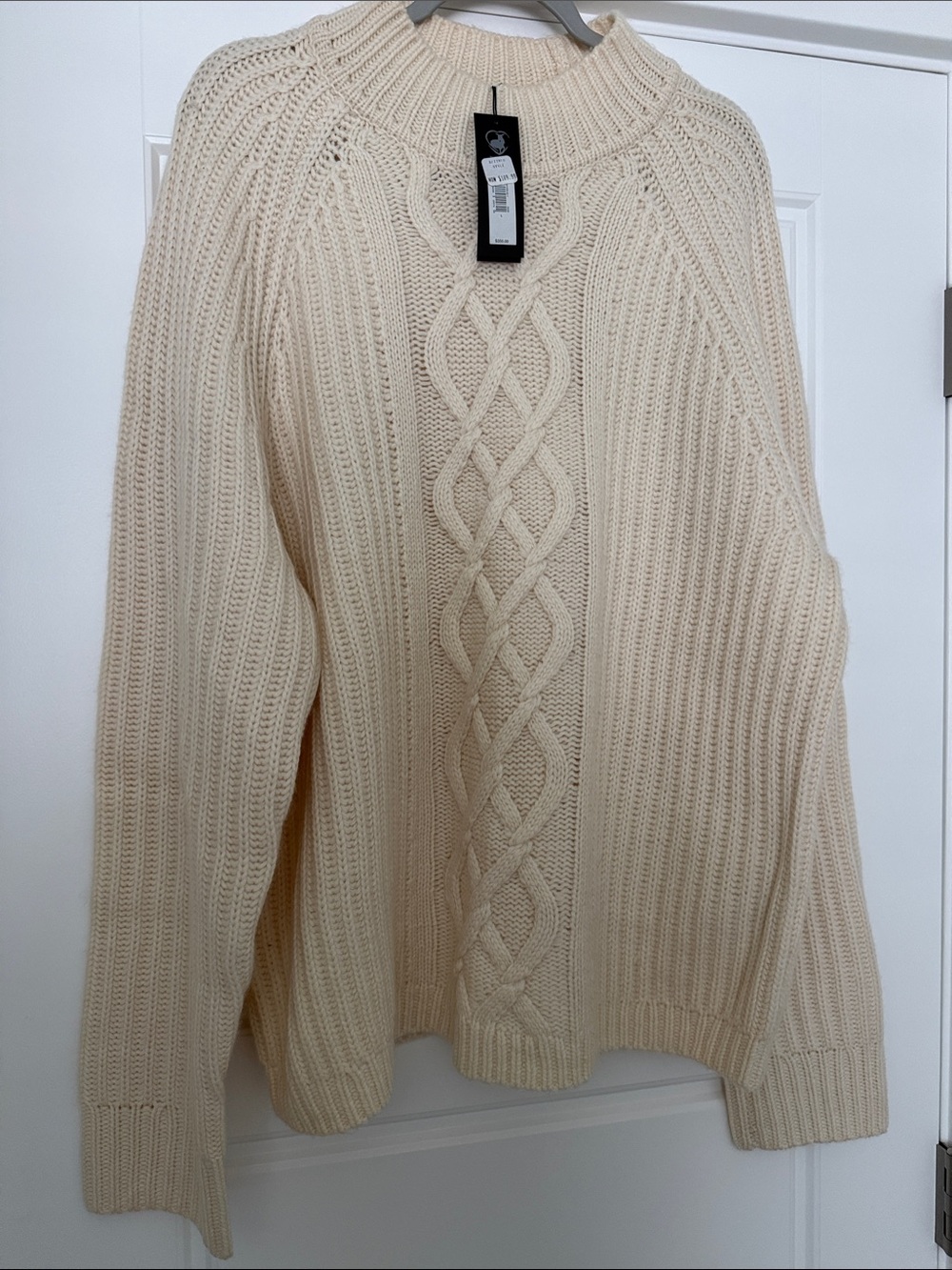 Banana Republic Cream Cable-Knit Turtleneck Cashmere Sweater - Size Large NEW